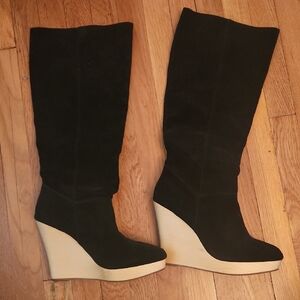 Black Suede Wedge Boots